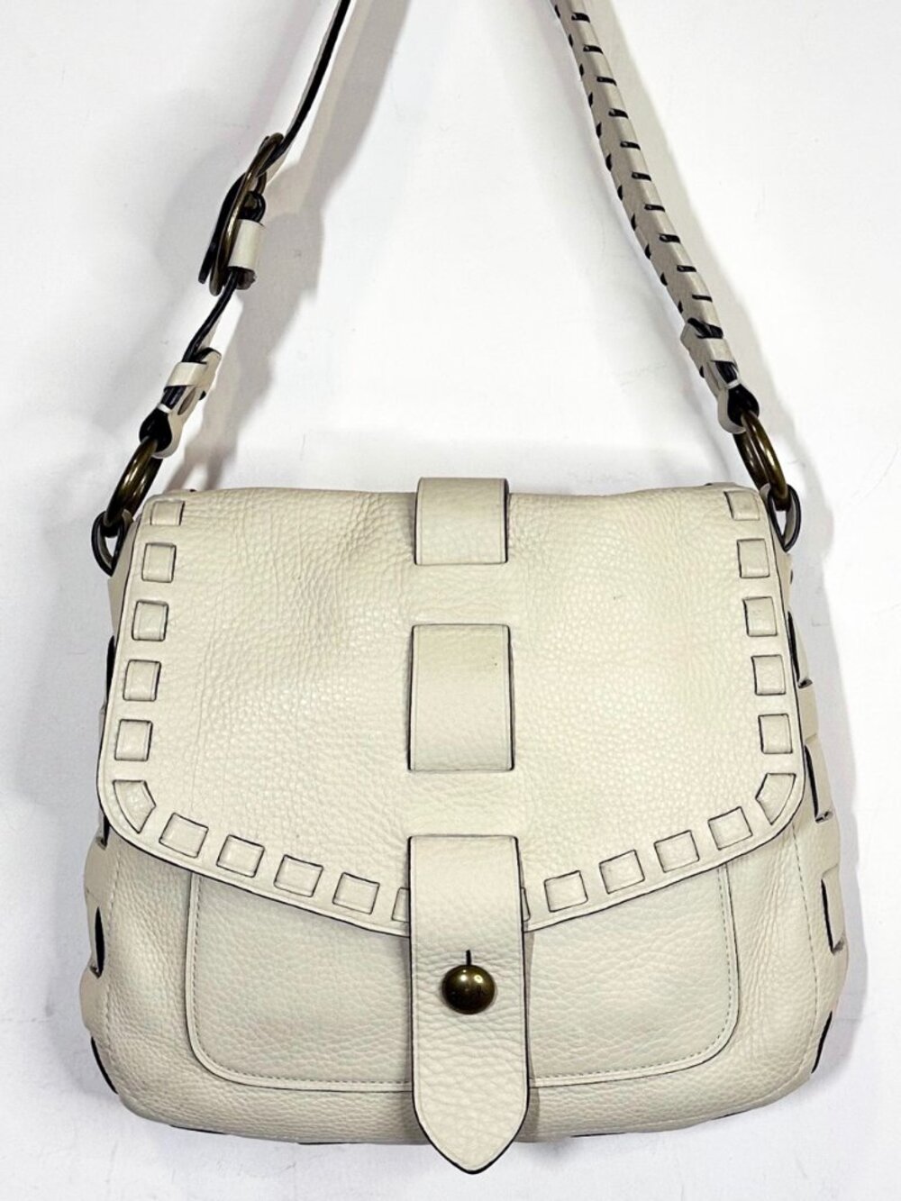 RARE Coach Thompson Legacy Julia Ivory / Cream Leather Shoulder Bag w/ Flap